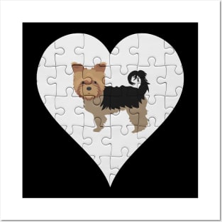 Yorkshire Terrier Heart Jigsaw Pieces Design - Gift for Yorkshire Terrier Lovers Posters and Art